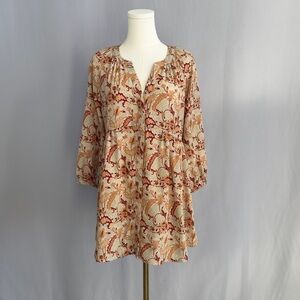MELLODAY Beige and Red Floral Tunic